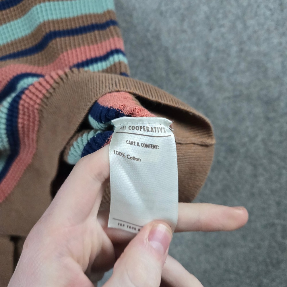 REI Cooperative Sweater Womens Small Brown Striped Waffle Knit Gorpcore Retro - Picture 9 of 10